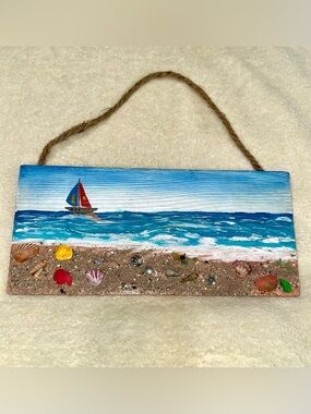 Handmade Coastal Sailboat Wood Wall Art Beach Decor